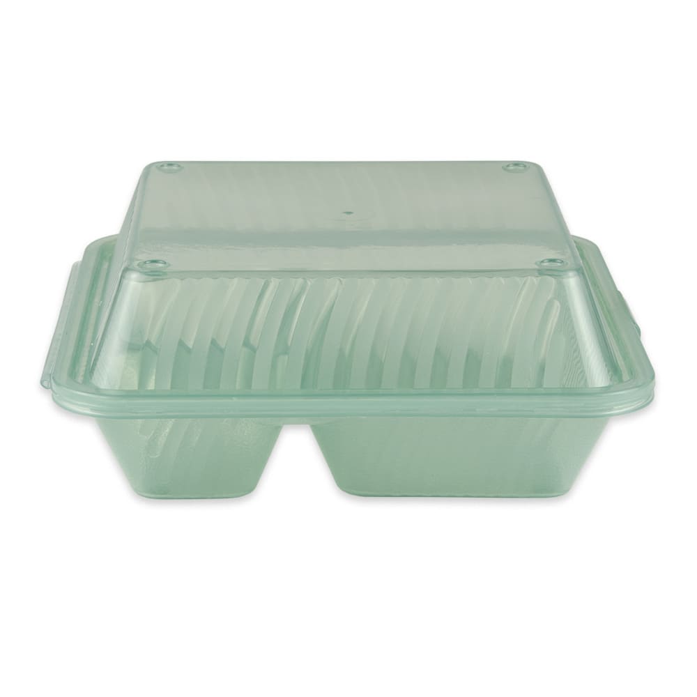 G.E.T. 3 Compartment Jade Polypropylene Eco-Takeout Container - 9L x 9W x  3 1/2H