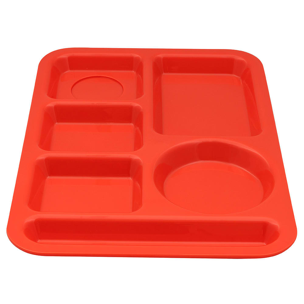 SiLite #614 Red Set Of 3 Old School Lunch Cafeteria Trays 6 Compartments