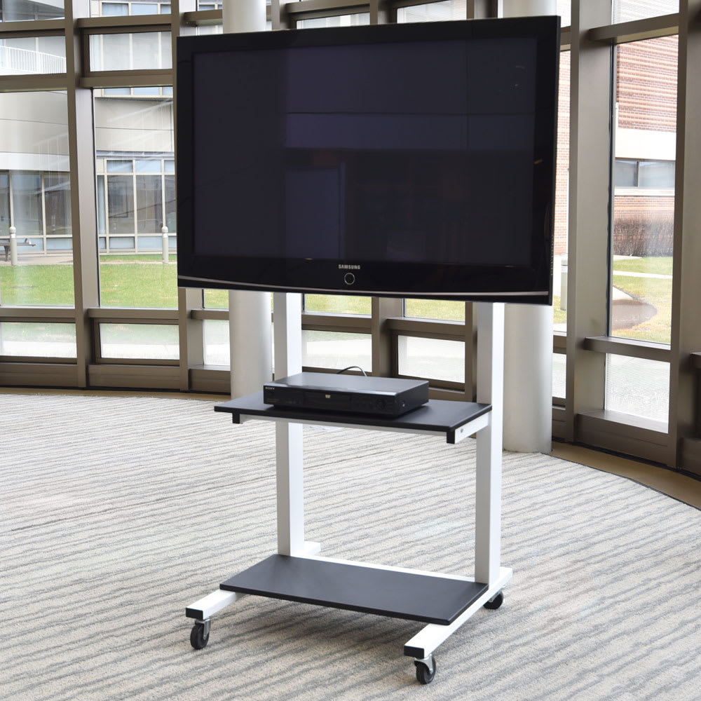 Luxor Adjustable Height LCD TV Cart w/ 209 lb Capacity, White (CLCD)