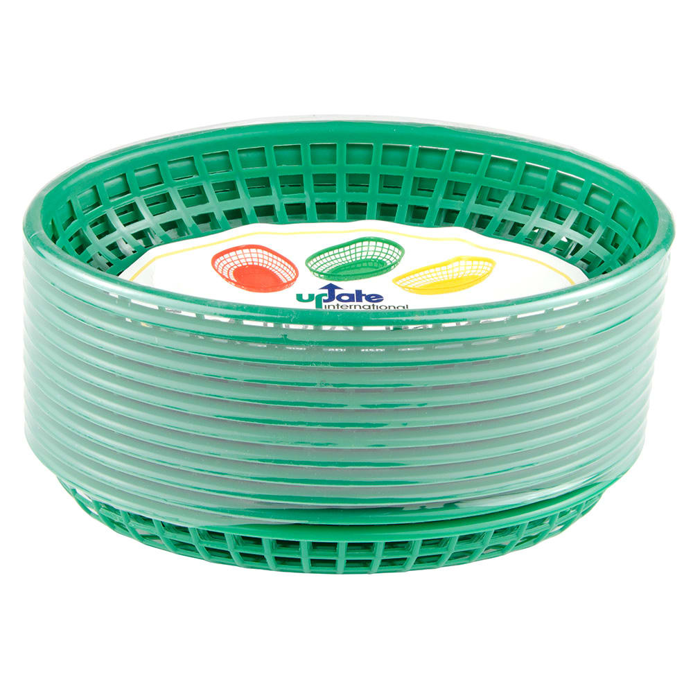 370-BB96G Oval Fast Food Basket - 9 1/4 x 5 3/4" Plastic, Green