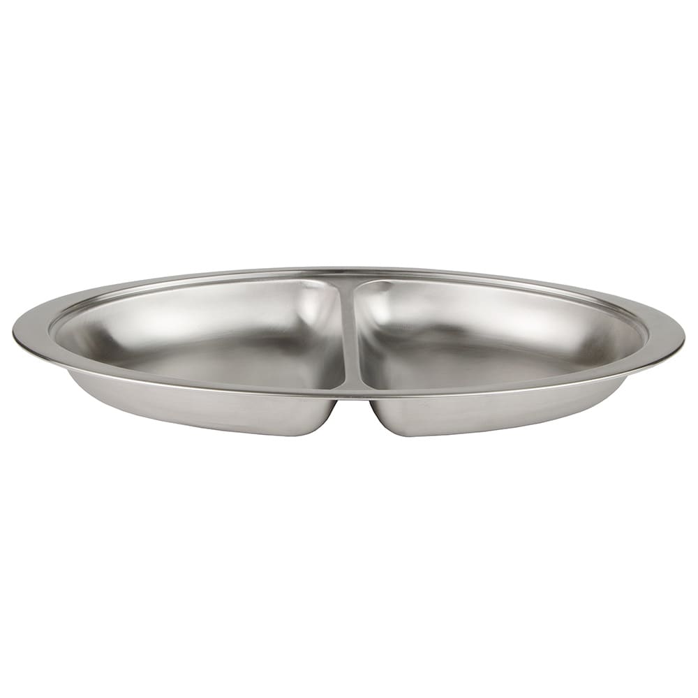 370-DC2DF 6 qt Oval Chafer Food Pan - 2 Division, (DC-3) Stainless