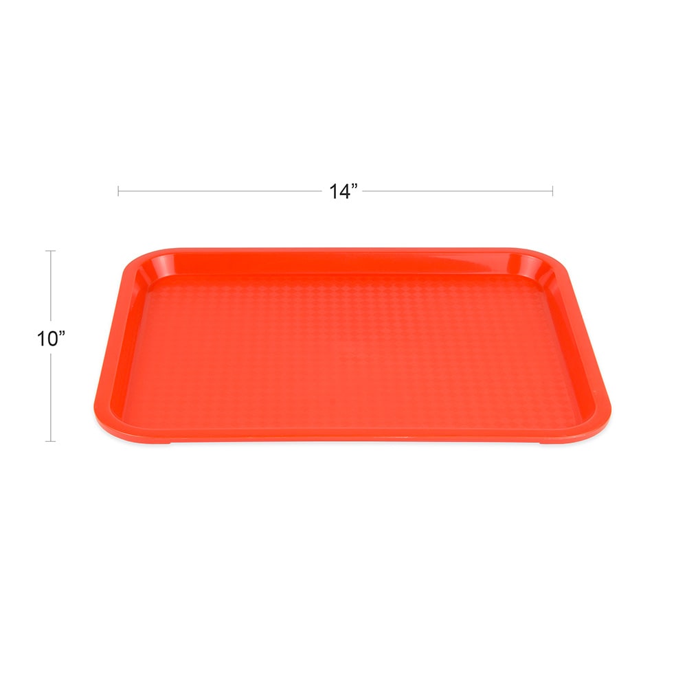 370-FFT1014OR Plastic Fast Food Tray - 14"L x 10"W, Orange