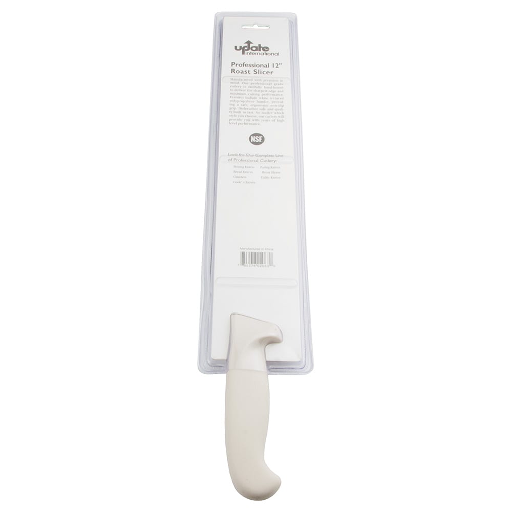 370-KP07 12" Roast Slicer- White Handle, Carbon Steel