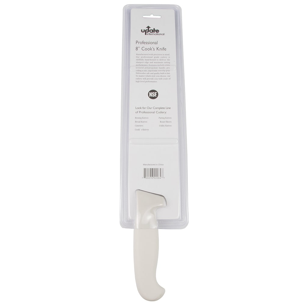 370-KP08 8" Cook's Knife - 2 1/2 mm German Carbon Stainless Steel, White Handle