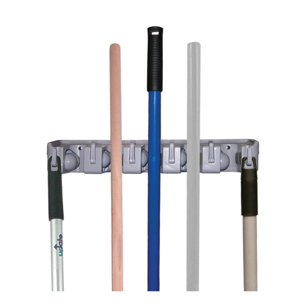 370-MBR16 16" Mop and Broom Rack - (6)Hanging Hooks, (5)Tool Clips