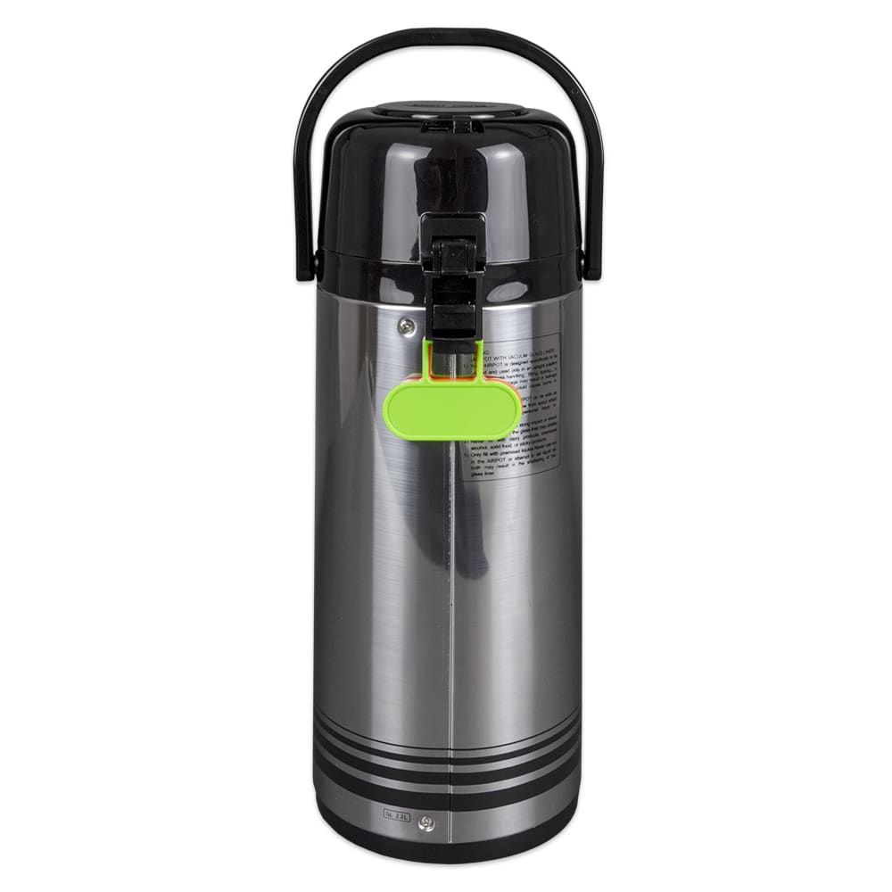 370-NPD22BKSF 2.2 liter Airpot - Glass Liner, Black Push Top, Brushed Stainless