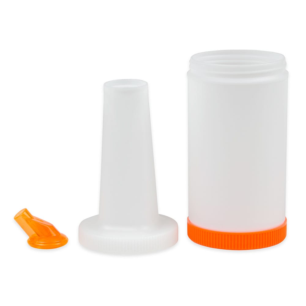 370-PBO10 1 qt  Flow-N-Store Pour Bottle - Orange Lid/Spout