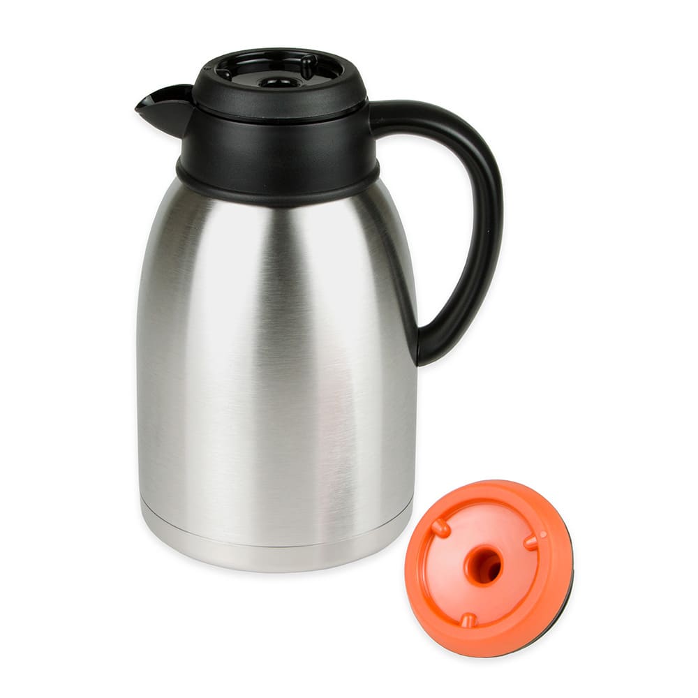 370-SA19BO 1 9/10 liter SupRServ Coffee Server - Black/Orange BruThru Lids, Stainless
