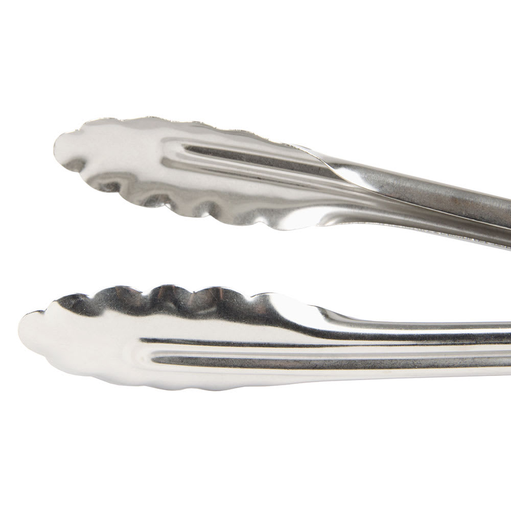 370-ST7 7" Scalloped Spring Tongs - Stainless
