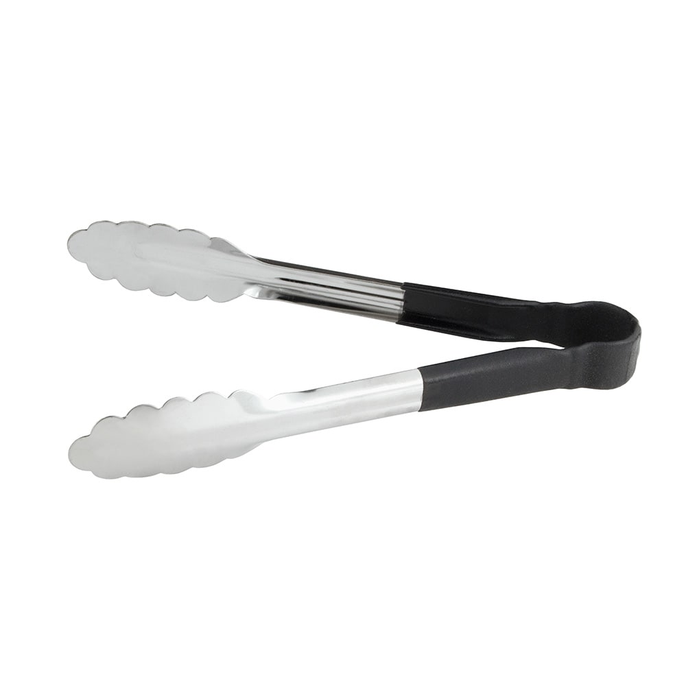 370-TOPP9 9"L Stainless Utility Tongs, Black