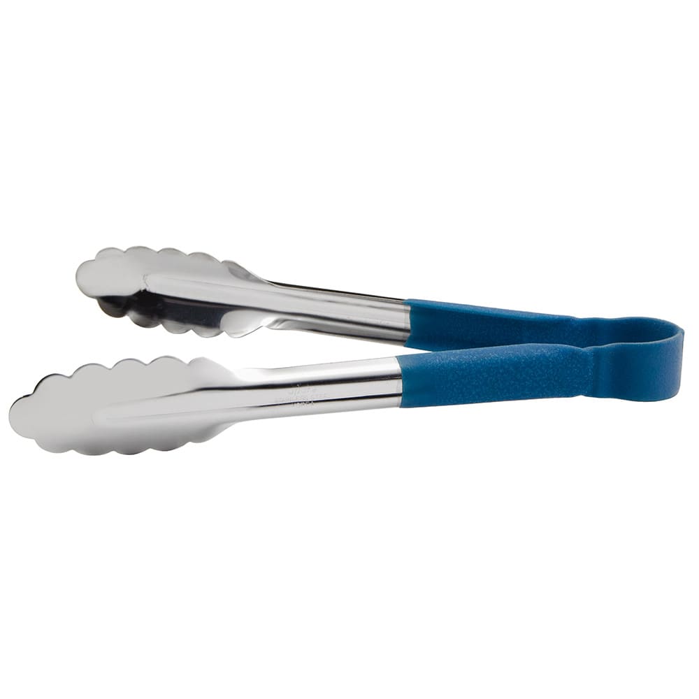 370-TOPP9BL 9"L Stainless Utility Tongs, Blue