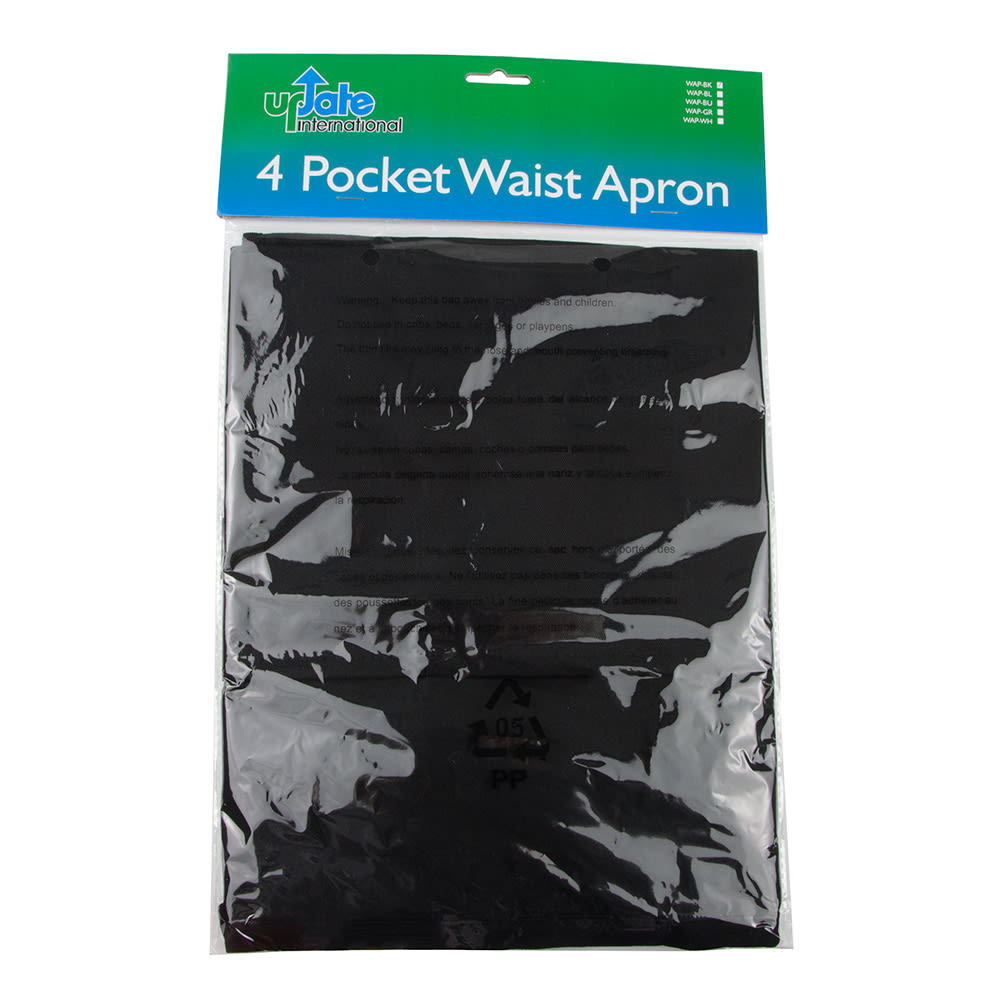 370-WAPBK 4 Pocket Waist Apron - 23x12" Poly/Cotton, Black
