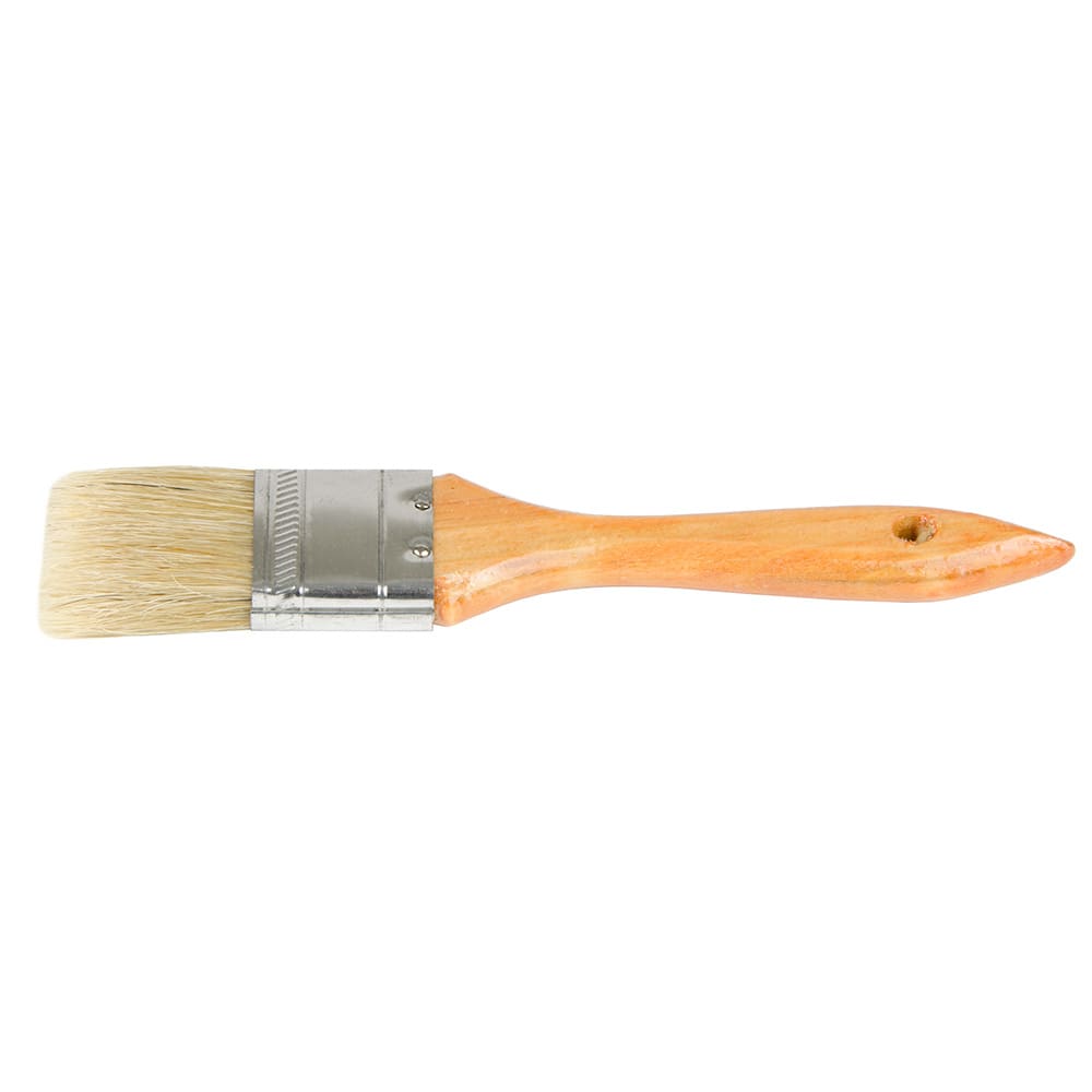 370-WPBM15 1 1/2" Flat Pastry Brush - Boar Bristles, Metal Ferrule, Wood Handle