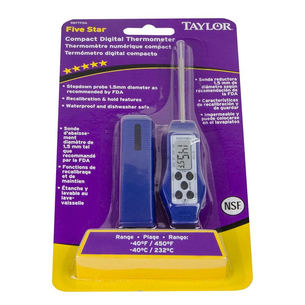 Taylor 9877FDA 2 3/4 Waterproof Digital Pocket Probe Thermometer -  Dishwasher Safe