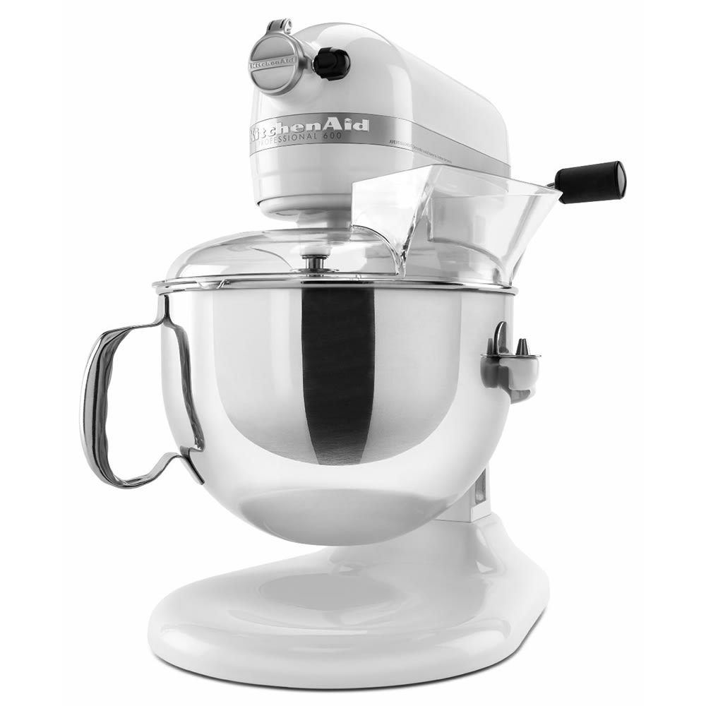 KitchenAid KP26M1XWH 10 Speed Stand Mixer w/ 6 qt Stainless Bowl &  Accessories, White