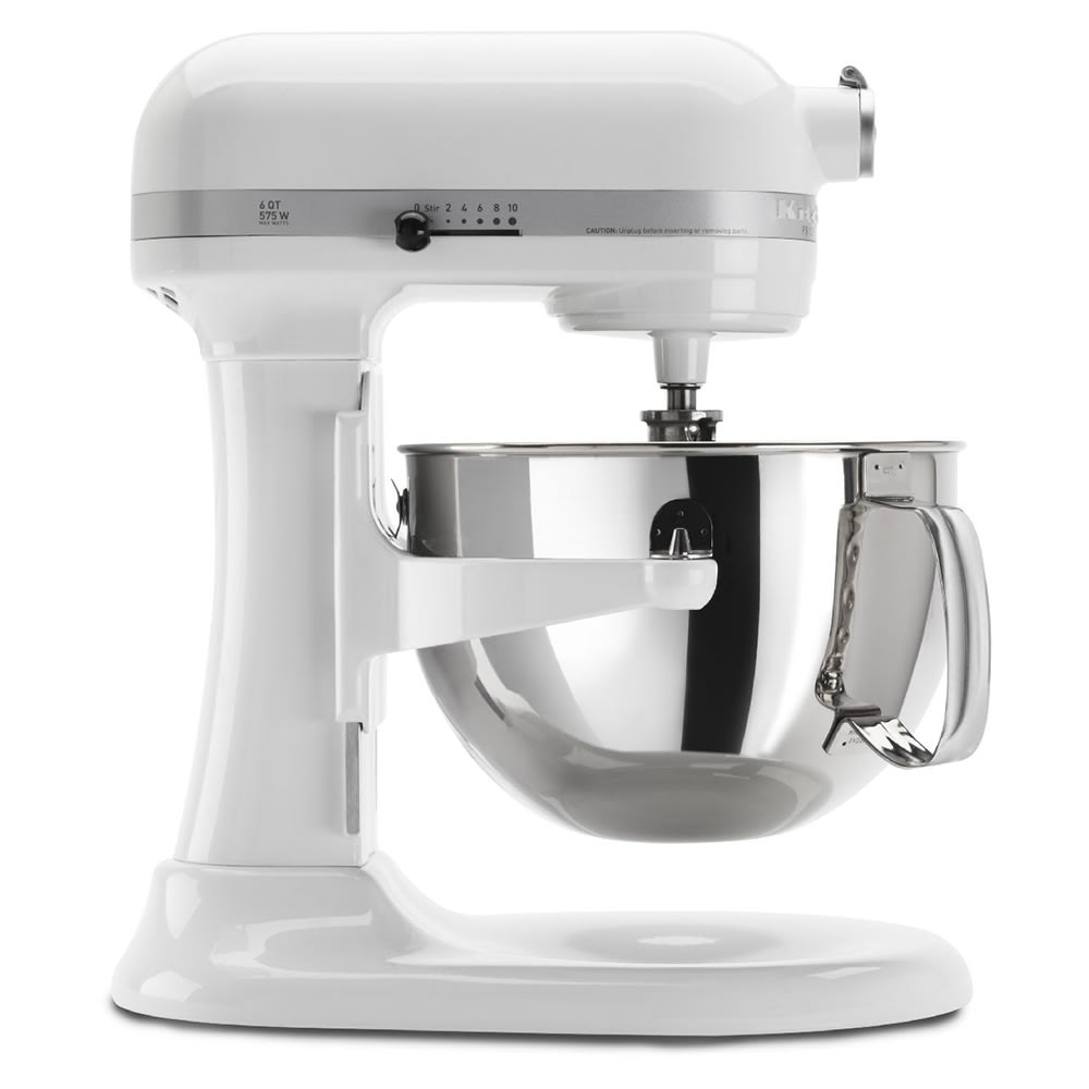 KitchenAid KP26M1XWH 10 Speed Stand Mixer w/ 6 qt Stainless Bowl &  Accessories, White