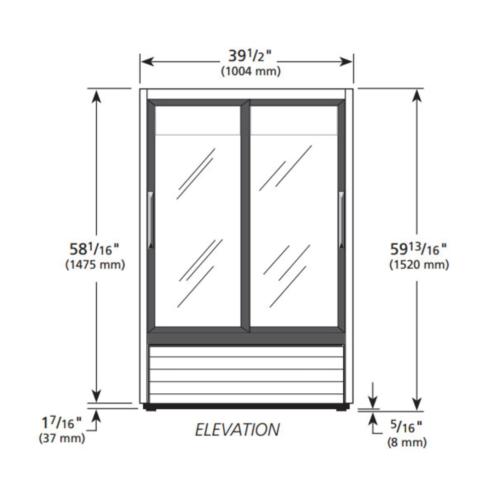 598-GDM33CPT 40" Two Section Glass Door Merchandiser, (2) Sliding Doors, 115v