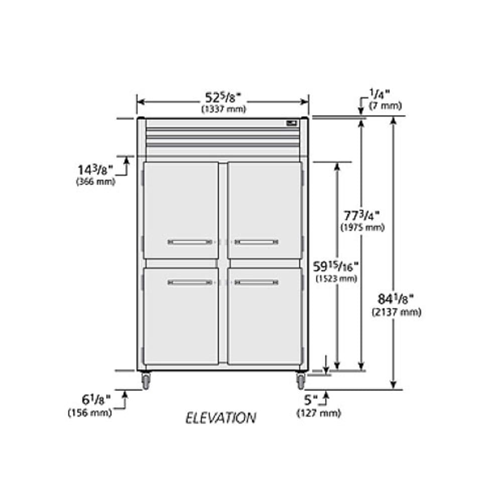 598-STG2F4HS 52" Two Section Reach-In Freezer, (4) Solid Doors 115v