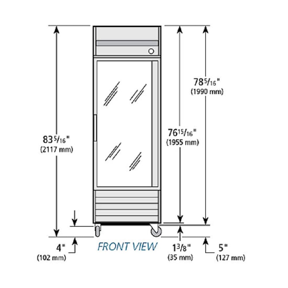 598-T23G 27" Single Section Reach-In Refrigerator, (1) Glass Door, 115v