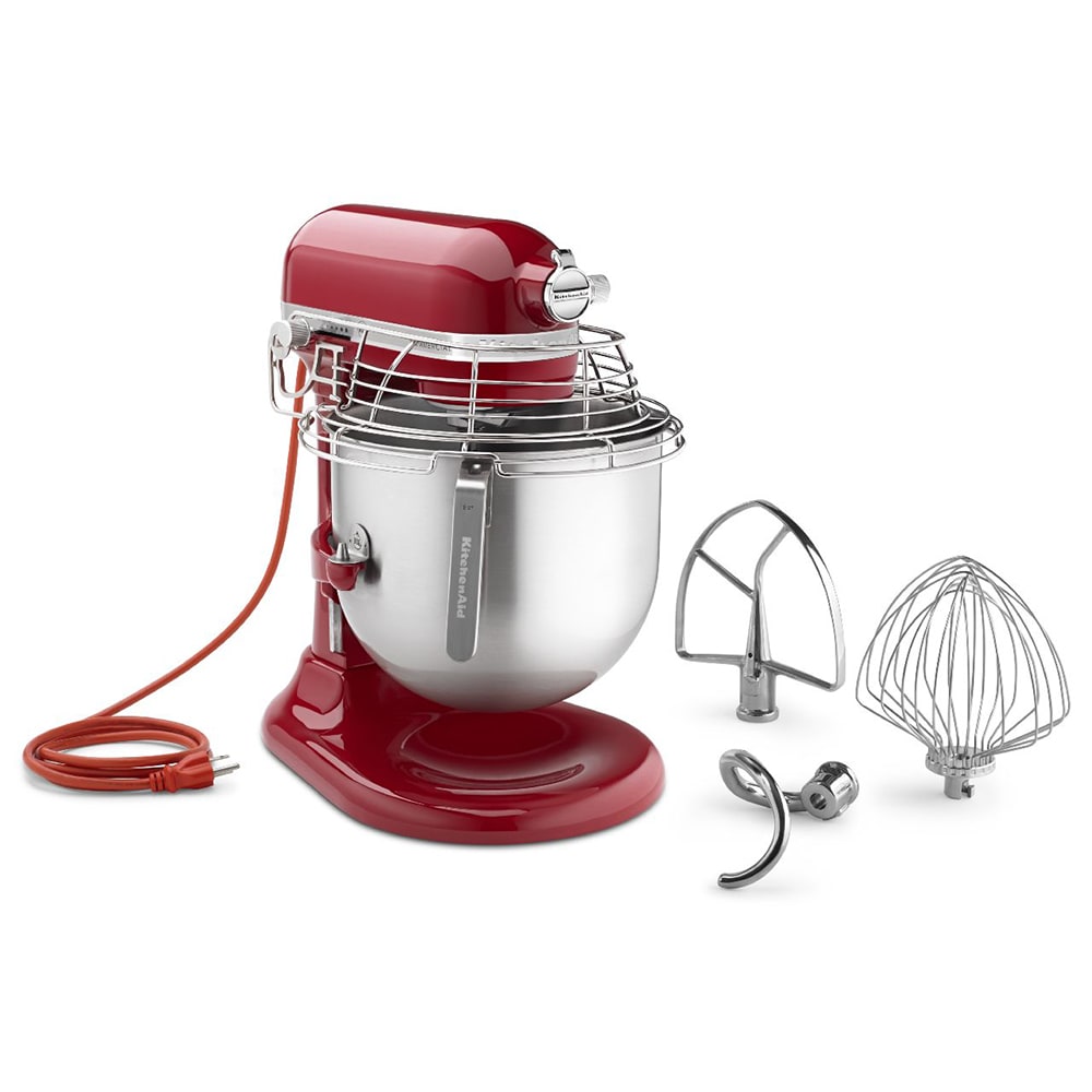 KitchenAid KSMC895ER Red 8 Qt. Bowl Lift Countertop Mixer with Guard &  Standard Accessories - 120V, 1 3/10 hp