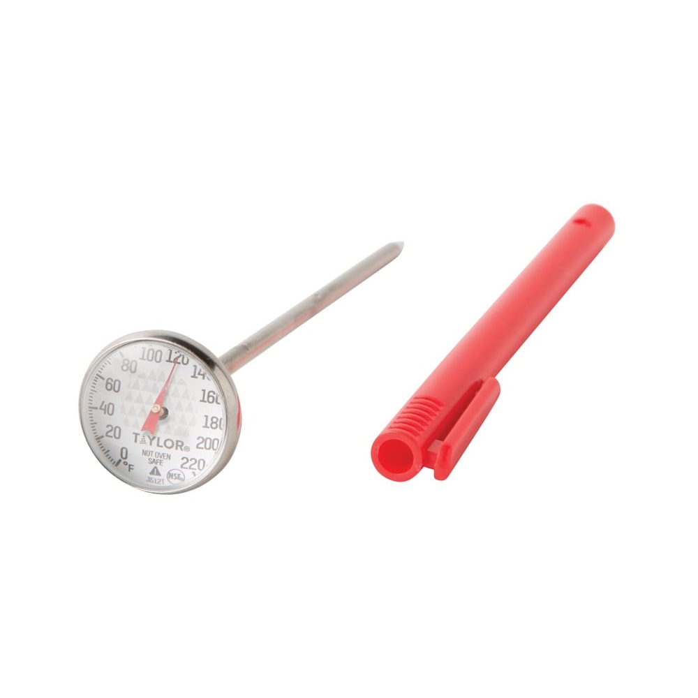 Taylor 3512FS 1" Dial Type Thermometer w/ 4 1/2" Stem, 0 to 220 Degrees F