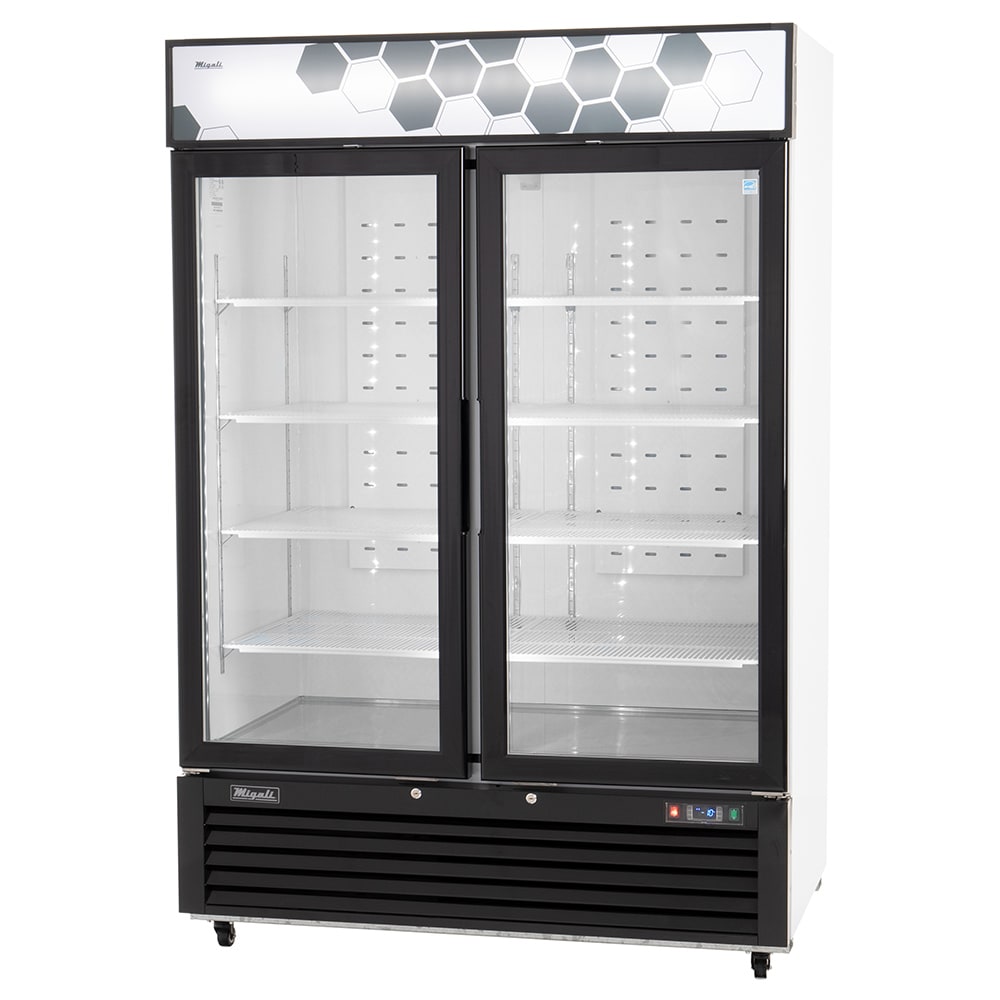 Migali C-49FM-HCE 54 2/5" Two Section Display Freezer w/ Swing Doors - Bottom Mount Compressor, White, 115v