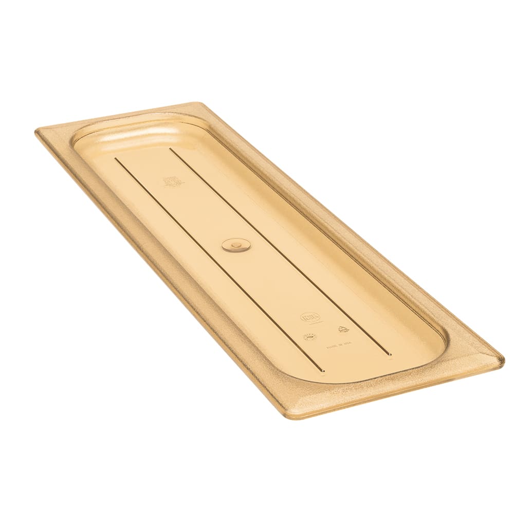 144-20LPHPC150 H-Pan Food Pan Cover - Half Size Long, Flat, Non-Stick, Amber