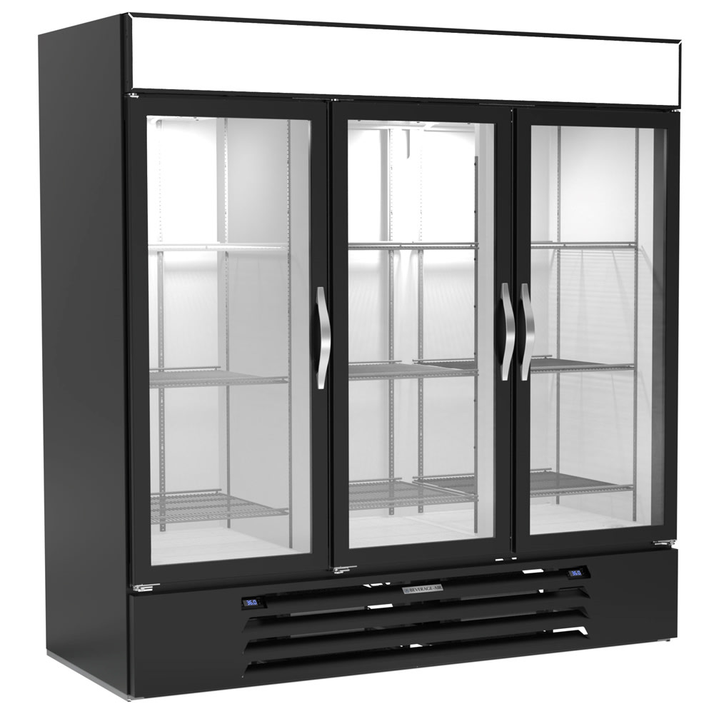 118-MMRR72HC1BBWWINE 75" MarketMax™ Three Section Wine Cooler w/ (2) Zones - (15) Shelves, 1...