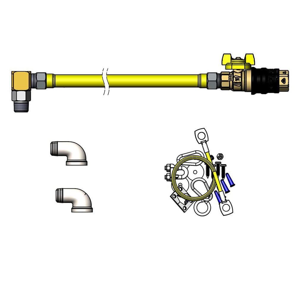 064-HG4D48GSEL 48" Gas Connector Hose w/ Quick Disconnect, (2) Street Elbows, & SwiveLin...