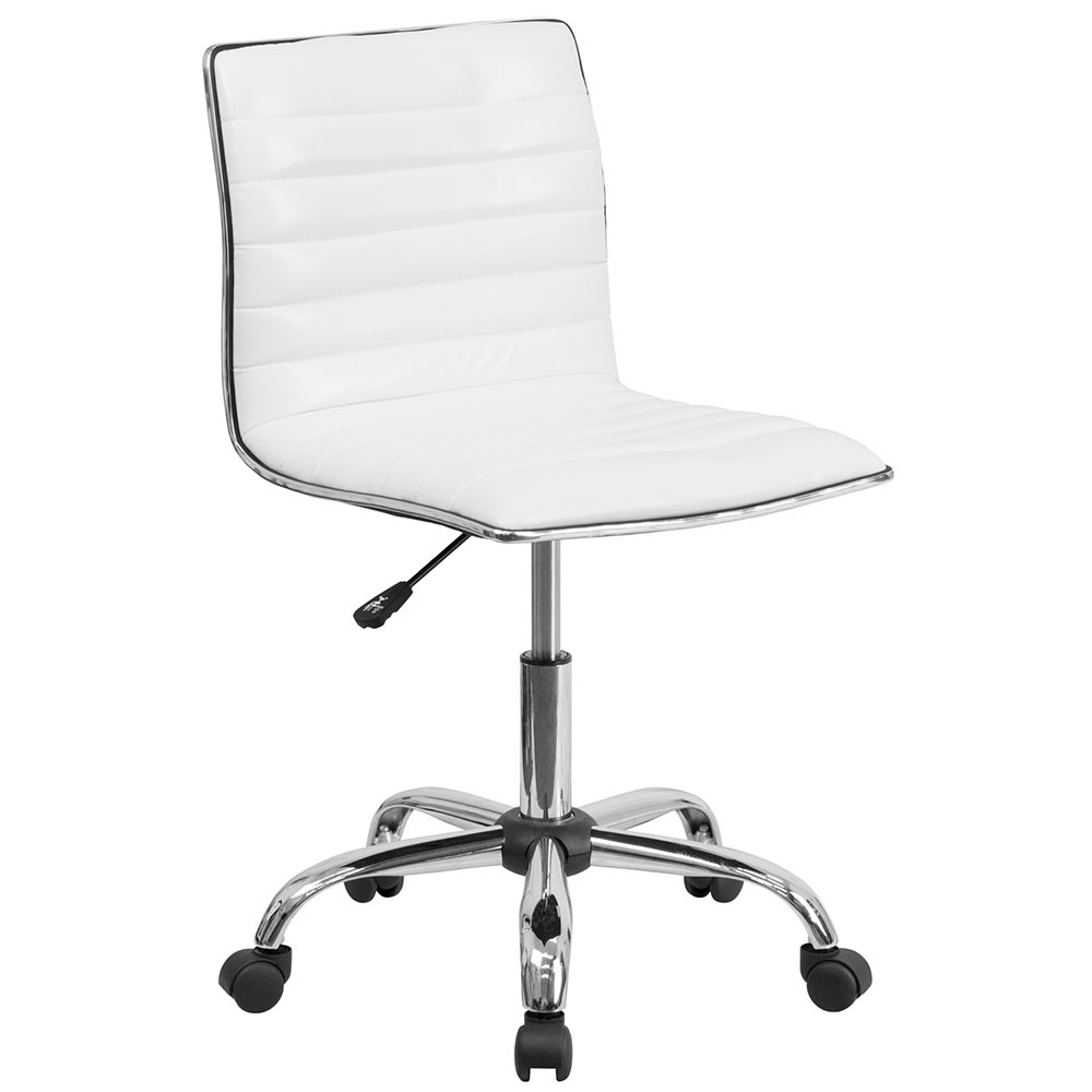 Flash Furniture DS-512B-WH-GG Swivel Task Chair w/ White Vinyl Back & Seat - Chrome Base w/ Casters