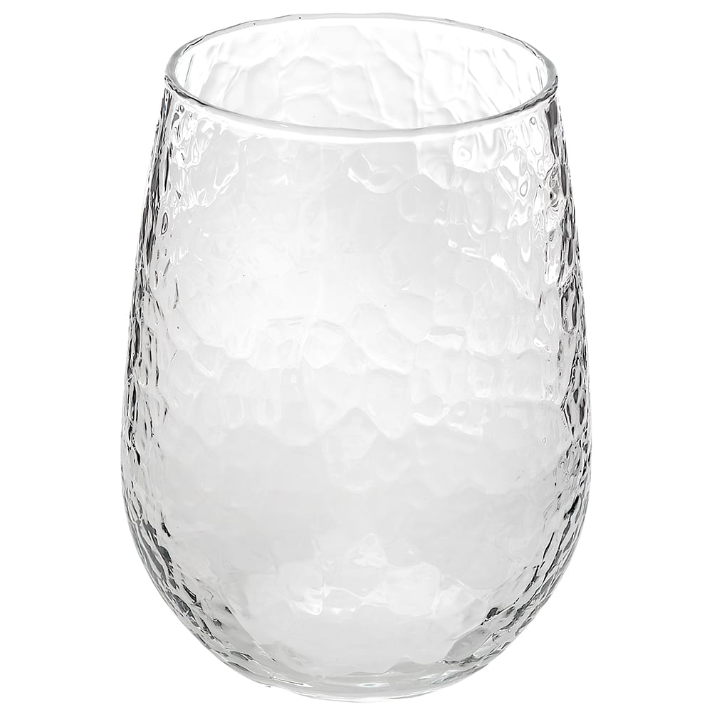 Modern Stemless Wine Glasses with Clear Frosted Hammered Pattern
