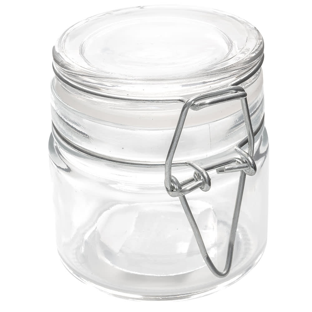 166-HMMJ4 4 oz Mini Apothecary Jar with Hinged Lid - Glass