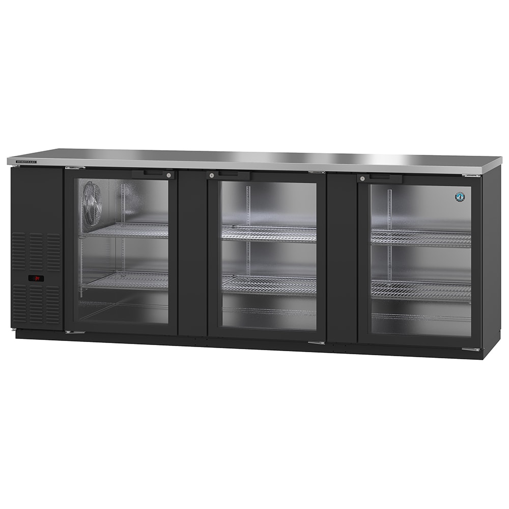 440-BB95G 95 1/2" Bar Refrigerator - 3 Swinging Glass Doors, Black, 115v