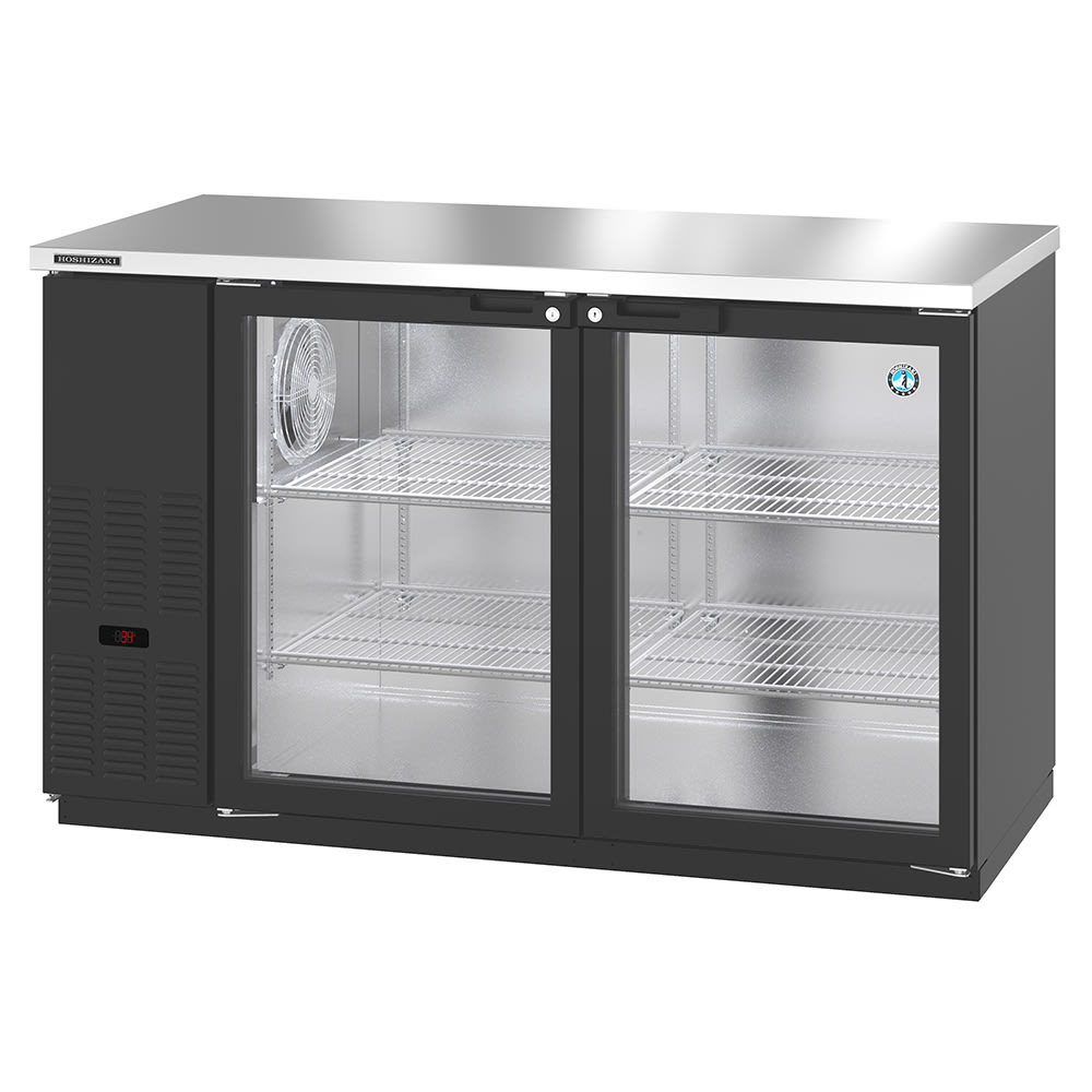 440-BB59G 59 1/2" Bar Refrigerator - 2 Swinging Glass Doors, Black, 115v