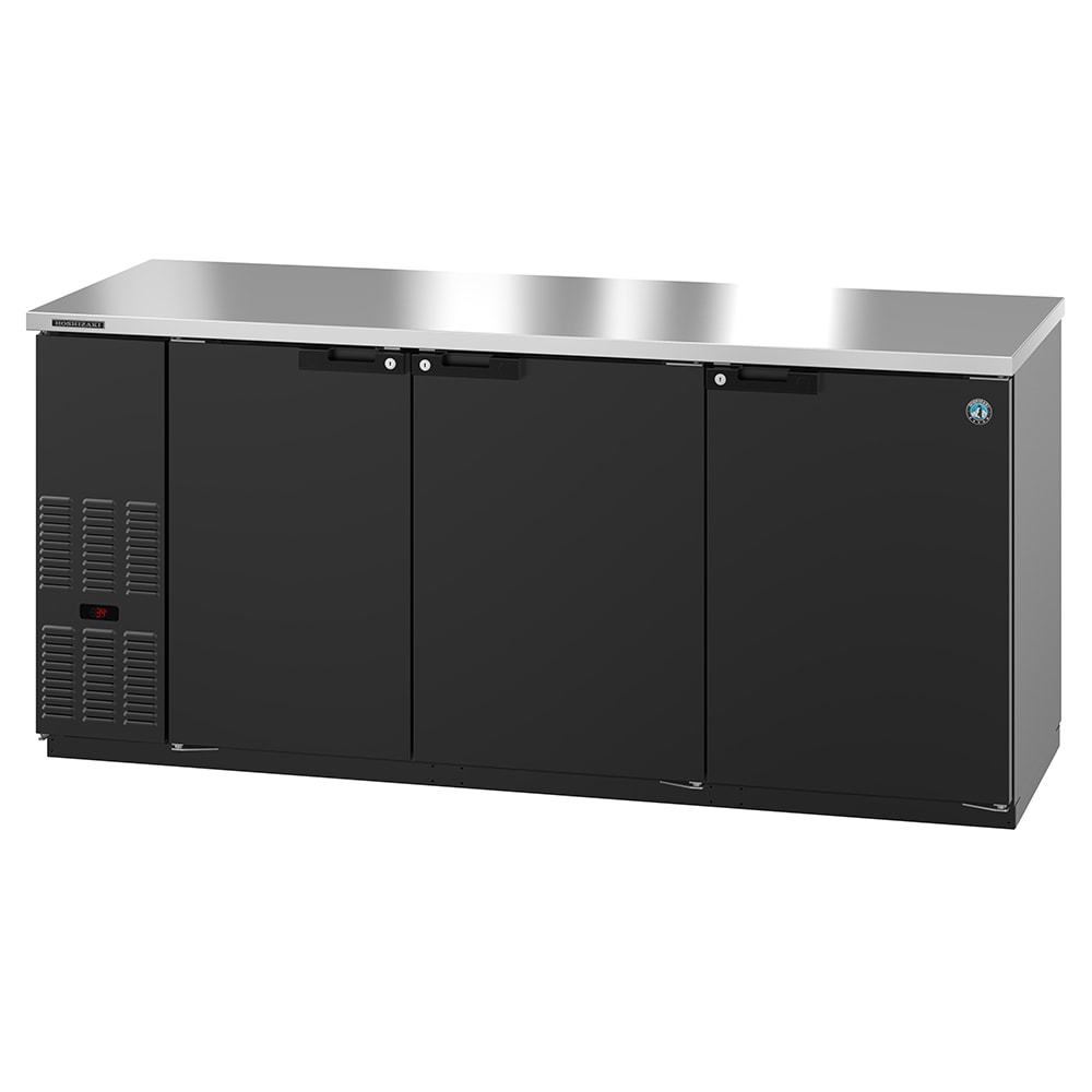 440-BB80 80" Bar Refrigerator - 3 Swinging Solid Doors, Black, 115v