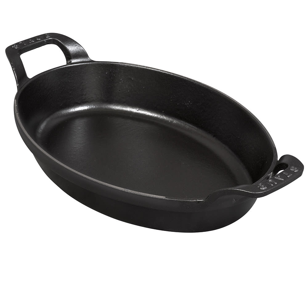 103-1302323 Stackable Oval Dish w/ 1 qt Capacity & Enamel Coated Cast Iron, Black Matte