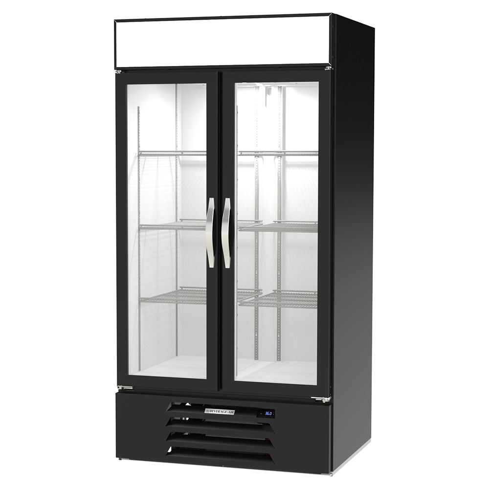 118-MMR35HC1B 39 1/2" MarketMax™ Two Section Glass Door Merchandiser - (2) Left/Right Hinge...