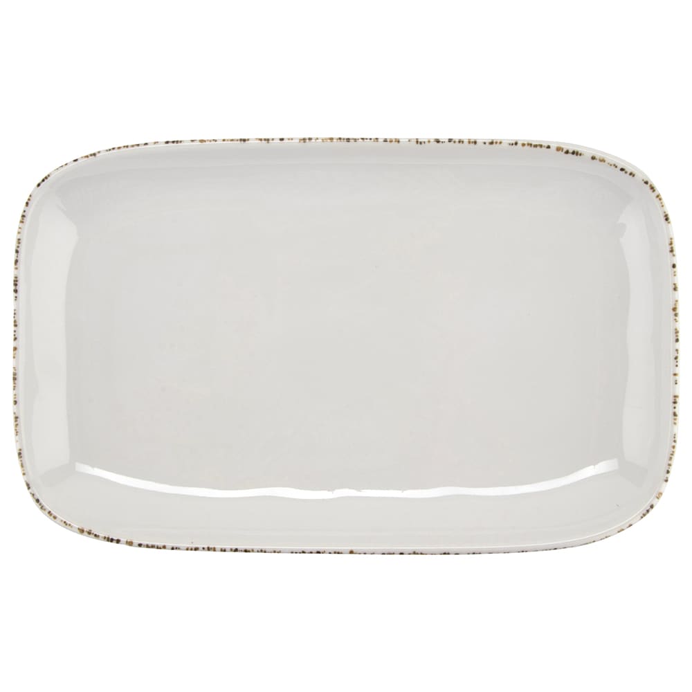284-CS117RM 12" x 7 1/2" Rectangular Rustic Mill Platter - Melamine, White