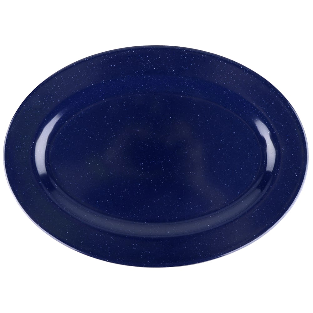 284-M4020TB 14" x 10" Oval Texas Blue Platter - Melamine, Blue