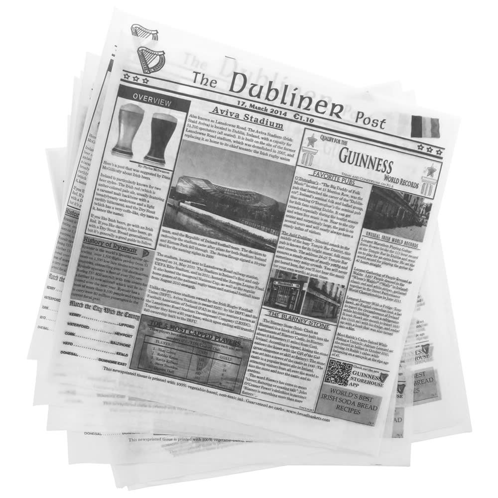 284-4TD1900 12" Square Basket Liner Paper - Dublin Newsprint, White