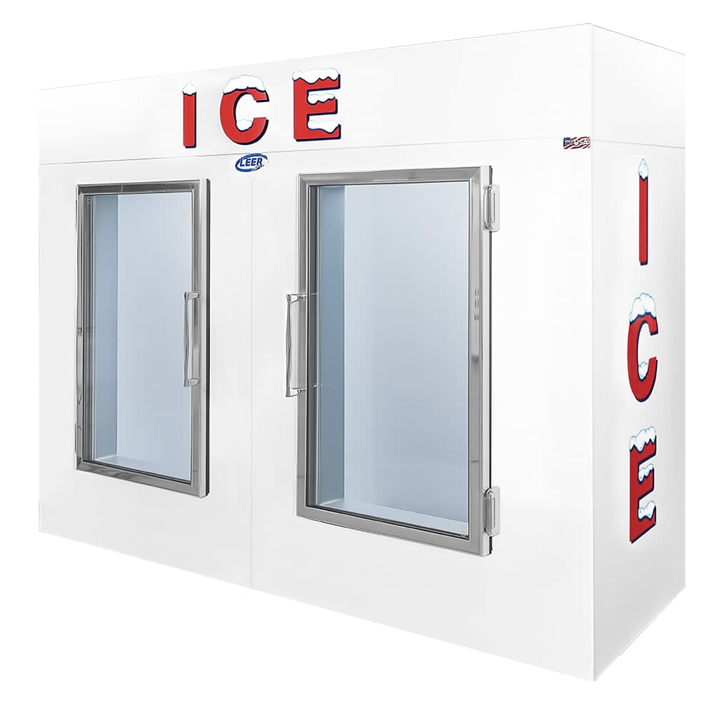 Leer, Inc. L100UCGP 94" Indoor Ice Merchandiser w/ (220) 10 lb Bag Capacity - Glass Doors, 115v