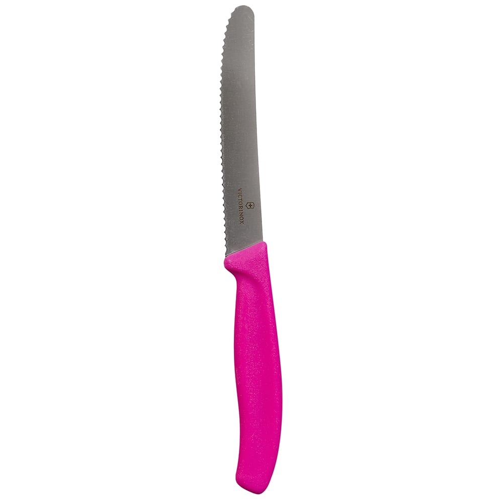 Victorinox - Swiss Army 6.7836.L115 Serrated Utility Knife w/ 4 1/2" Blade, Pink Polypropylene Handle