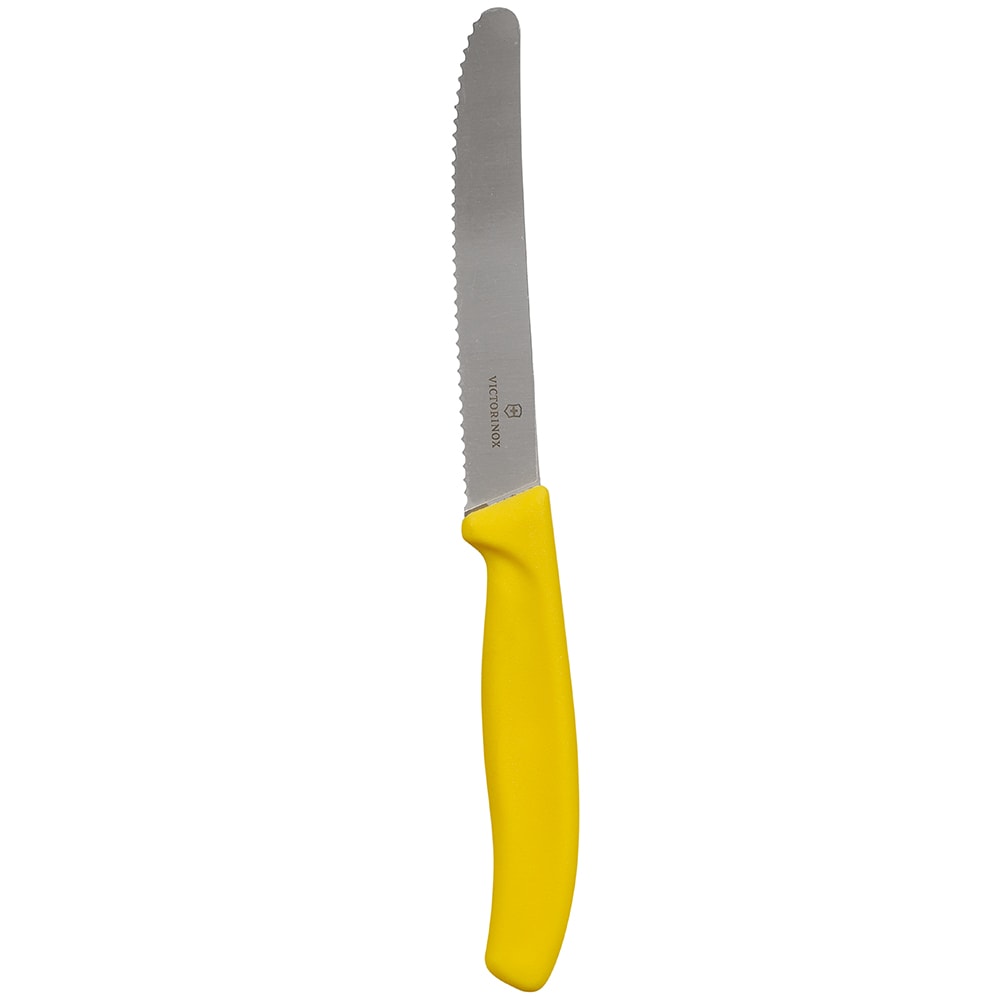 Victorinox - Swiss Army 6.7836.L118 Serrated Utility Knife w/ 4 1/2" Blade, Yellow Polypropylene Handle