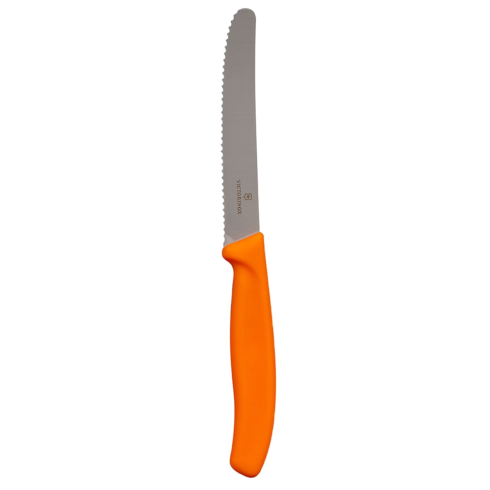 Victorinox - Swiss Army 6.7836.L119 Serrated Utility Knife w/ 4 1/2" Blade, Orange Polypropylene Handle