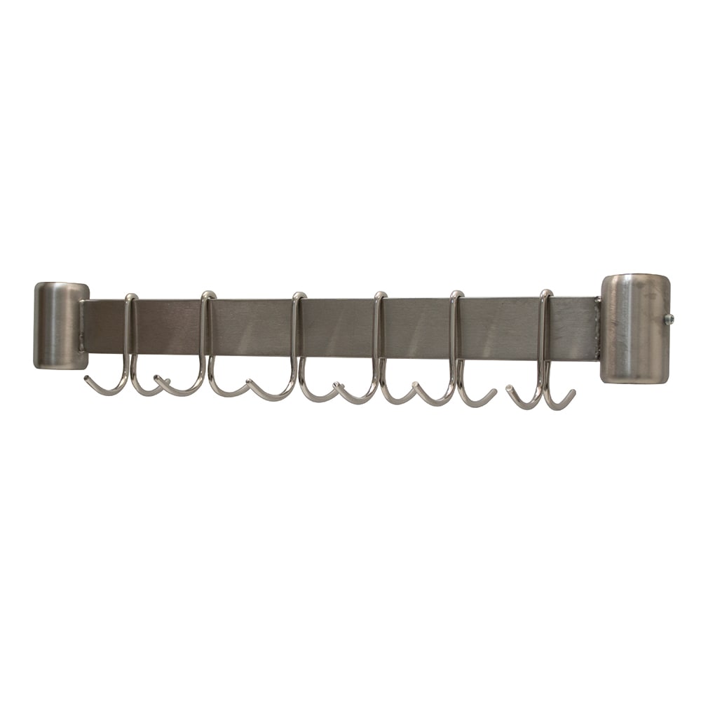 009-UB30 22 1/4" Leg Mount Pot Rack w/ (6) Double Hooks for 30" Tables, Stainless Steel