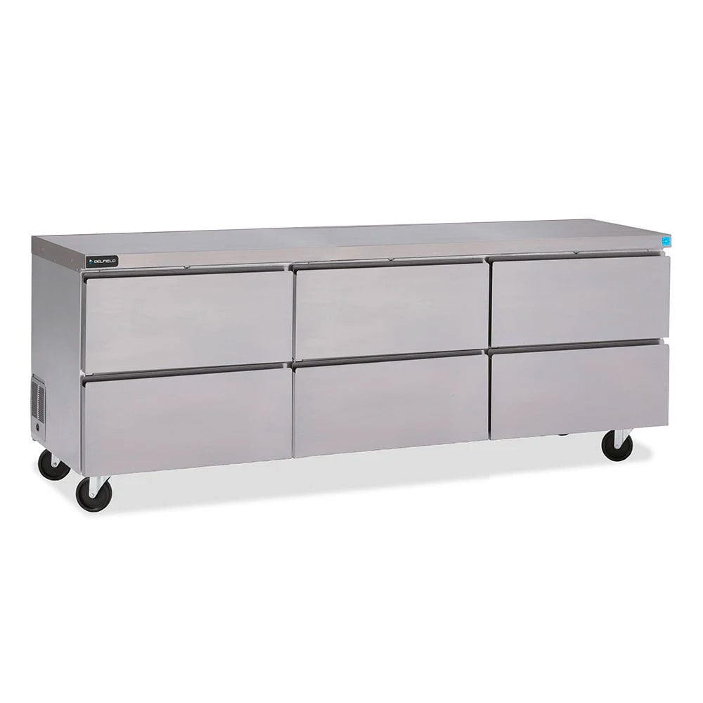 032-GUR72PD 72" Worktop Refrigerator w/ (3) Sections & (6) Drawers, 115v