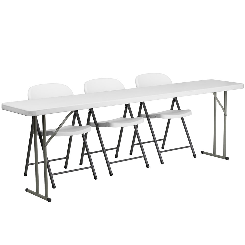 916-RB18962 Rectangular Folding Training Table & (3) Chair Set -  96"W x 18"D x 29&...