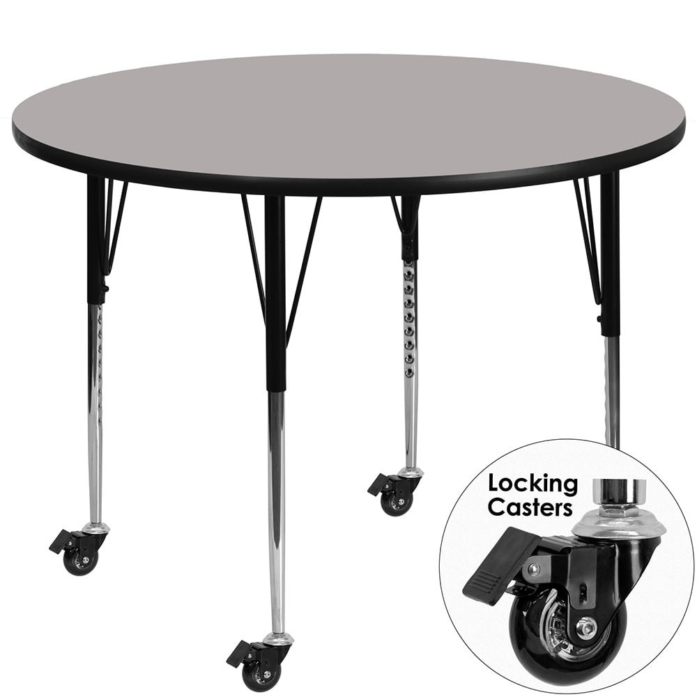 916-XA42RGYHACAS 42" Round Mobile Activity Table - Laminate Top, Gray
