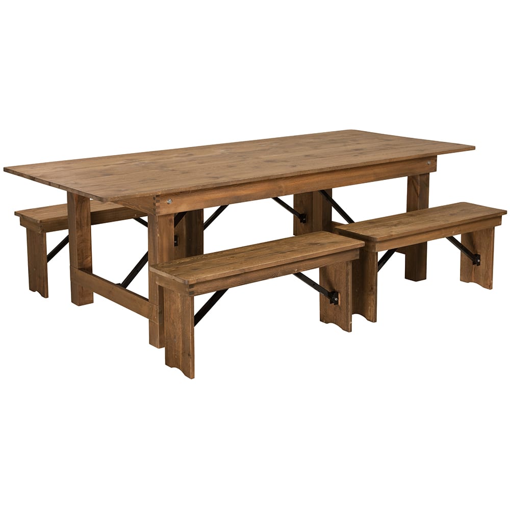 916-XAFA2 Rectangular Folding Farm Table & 96"W x 40"D x 30"H, Plank Top, Soli...
