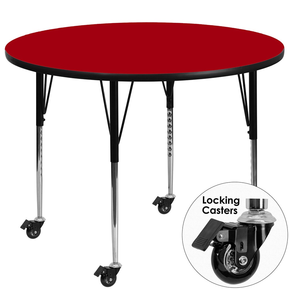 916-XA48RREDTACAS 48" Round Mobile Activity Table - Laminate Top, Red